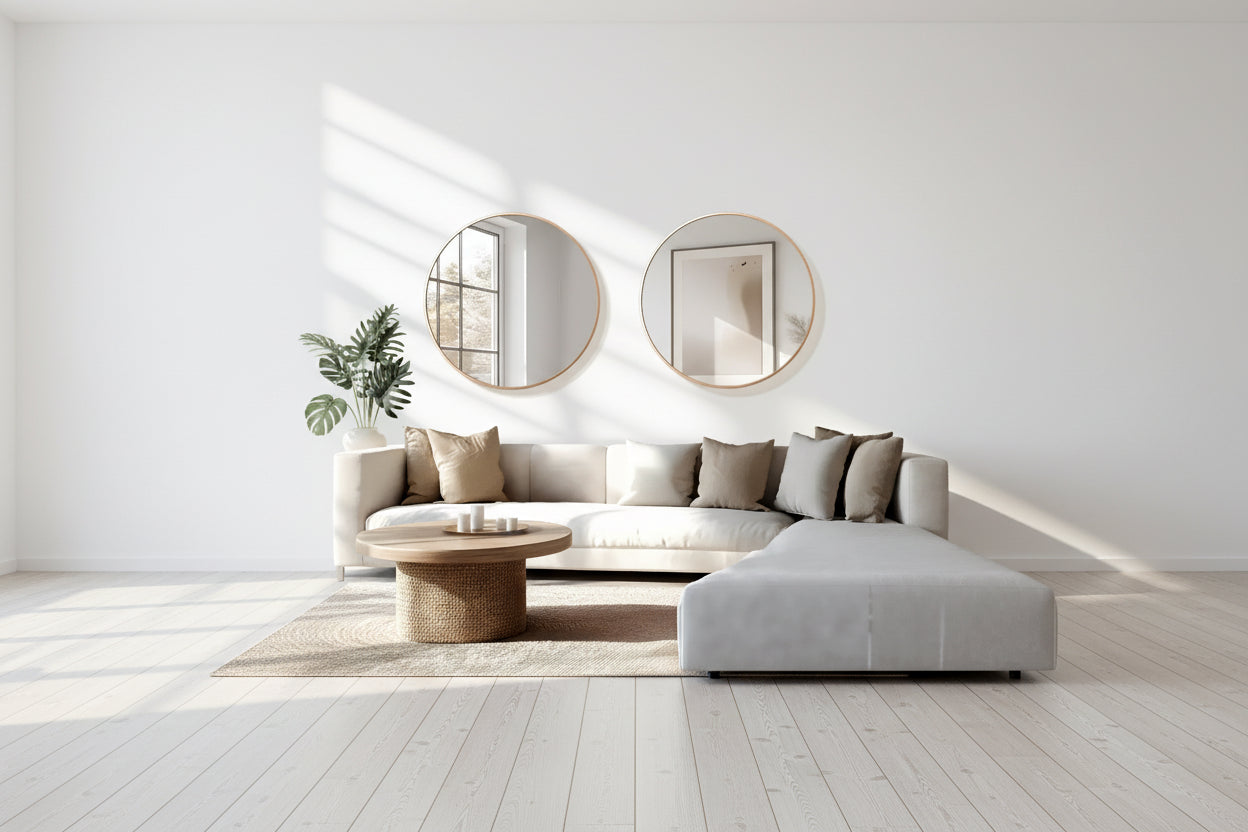 Circular Wall Mirror with Thin Edge in Gold Color, Aluminum Alloy