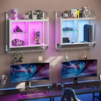 Étagères flottantes à LED de 25", étagère murale de jeu avec étagères en verre réglables, rangement de décoration de salle de jeux