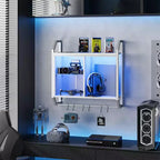 Étagères flottantes à LED de 25", étagère murale de jeu avec étagères en verre réglables, rangement de décoration de salle de jeux