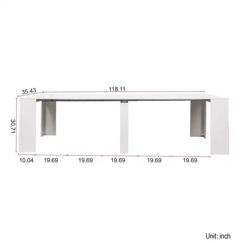 Grande table console extensible multifonctionnelle de 118 po, table de salle à manger pour 5-8 personnes