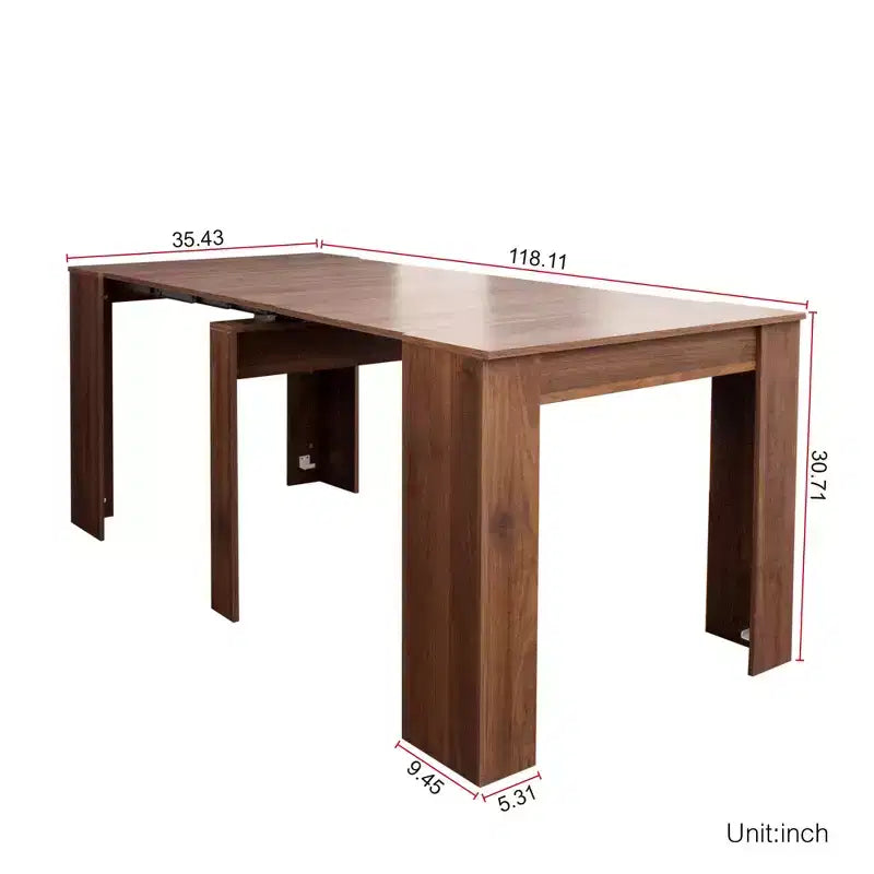 Grande table console extensible multifonctionnelle de 118 po, table de salle à manger pour 5-8 personnes