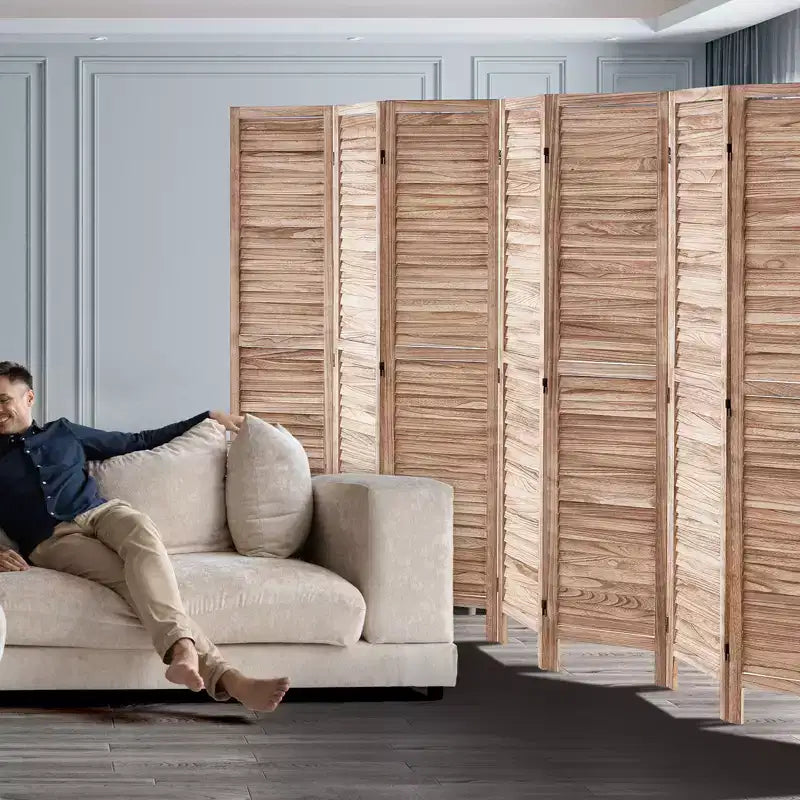 Paravent pliable en bois à 8 panneaux, Séparateur de pièce intérieur à persiennes de 170 cm de haut, Écran de décoration portable