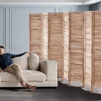 Paravent pliable en bois à 8 panneaux, Séparateur de pièce intérieur à persiennes de 170 cm de haut, Écran de décoration portable