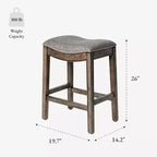 Tabouret de comptoir sans dossier de 26 po avec revêtement en tissu et cadre en bois massif