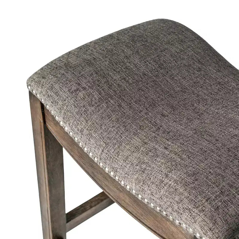 Tabouret de comptoir sans dossier de 26 po avec revêtement en tissu et cadre en bois massif