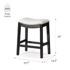 Tabouret de comptoir sans dossier de 26 po avec revêtement en tissu et cadre en bois massif
