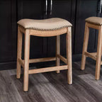 Tabouret de comptoir sans dossier de 26 po avec revêtement en tissu et cadre en bois massif
