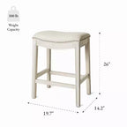 Tabouret de comptoir sans dossier de 26 po avec revêtement en tissu et cadre en bois massif