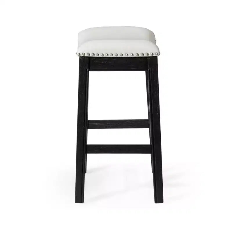 Tabouret de comptoir sans dossier de 26 po avec revêtement en tissu et cadre en bois massif