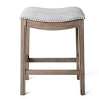 Tabouret de comptoir sans dossier de 26 po avec revêtement en tissu et cadre en bois massif