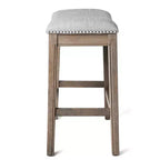 Tabouret de comptoir sans dossier de 26 po avec revêtement en tissu et cadre en bois massif
