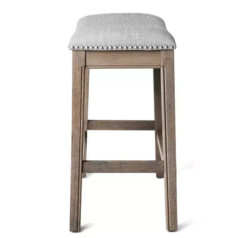 Tabouret de comptoir sans dossier de 26 po avec revêtement en tissu et cadre en bois massif