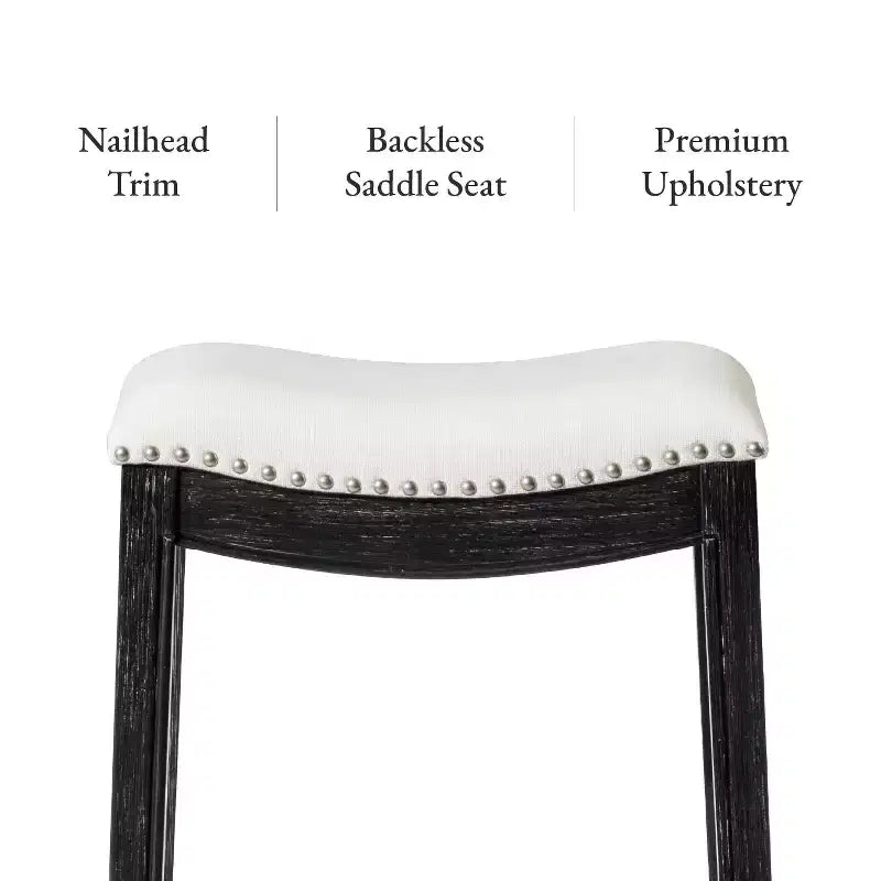 Tabouret de comptoir sans dossier de 26 po avec revêtement en tissu et cadre en bois massif