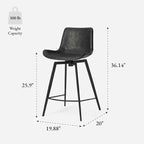 Tabouret de comptoir 26" avec assise en similicuir, pivotant à 180° et pieds robustes en métal