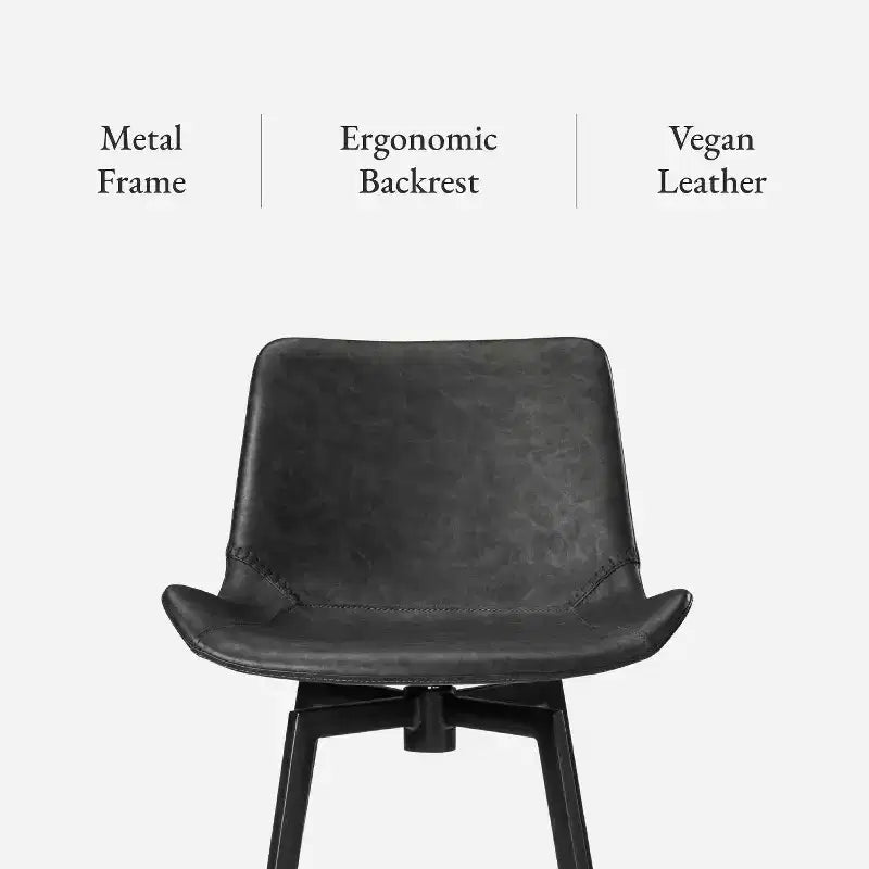 Tabouret de comptoir 26" avec assise en similicuir, pivotant à 180° et pieds robustes en métal