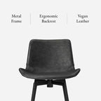Tabouret de comptoir 26" avec assise en similicuir, pivotant à 180° et pieds robustes en métal