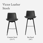 Tabouret de comptoir 26" avec assise en similicuir, pivotant à 180° et pieds robustes en métal