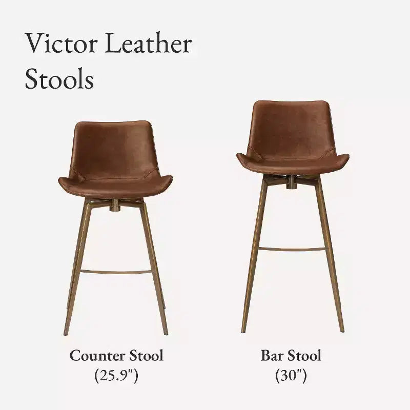 Tabouret de comptoir 26" avec assise en similicuir, pivotant à 180° et pieds robustes en métal