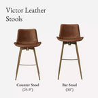Tabouret de comptoir 26" avec assise en similicuir, pivotant à 180° et pieds robustes en métal