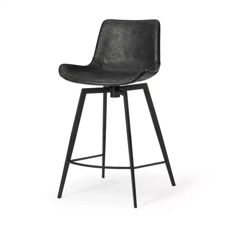 Tabouret de comptoir 26" avec assise en similicuir, pivotant à 180° et pieds robustes en métal