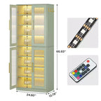 Bibliothèque blanche avec éclairage LED, lumière RVB télécommandée et vitrine d'exposition en acrylique