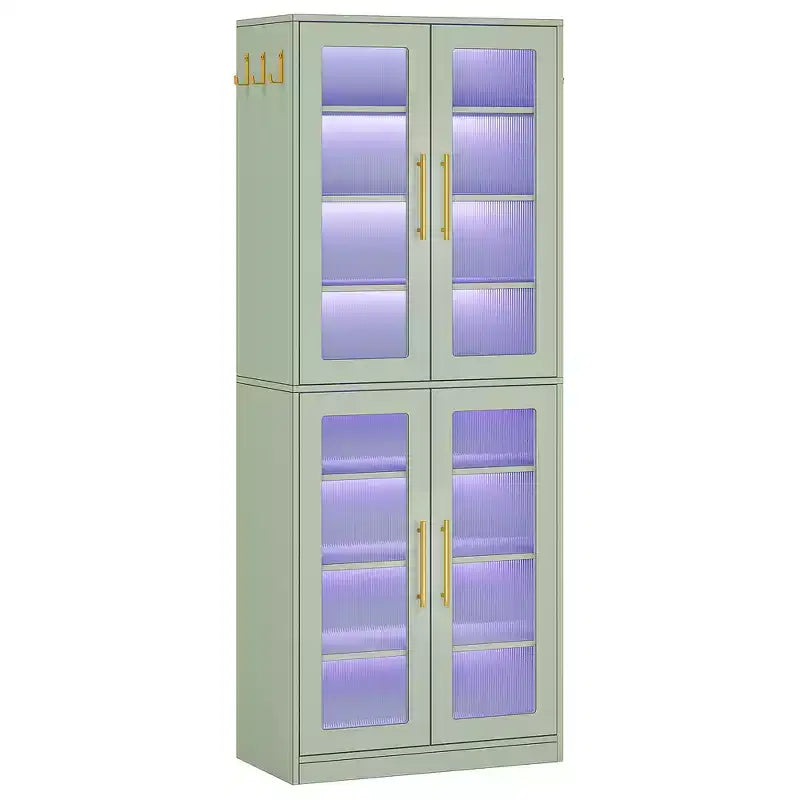 Bibliothèque blanche avec éclairage LED, lumière RVB télécommandée et vitrine d'exposition en acrylique