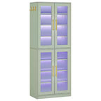 Bibliothèque blanche avec éclairage LED, lumière RVB télécommandée et vitrine d'exposition en acrylique