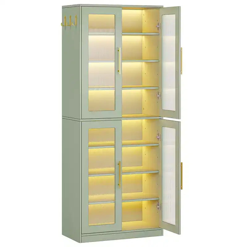 Bibliothèque blanche avec éclairage LED, lumière RVB télécommandée et vitrine d'exposition en acrylique