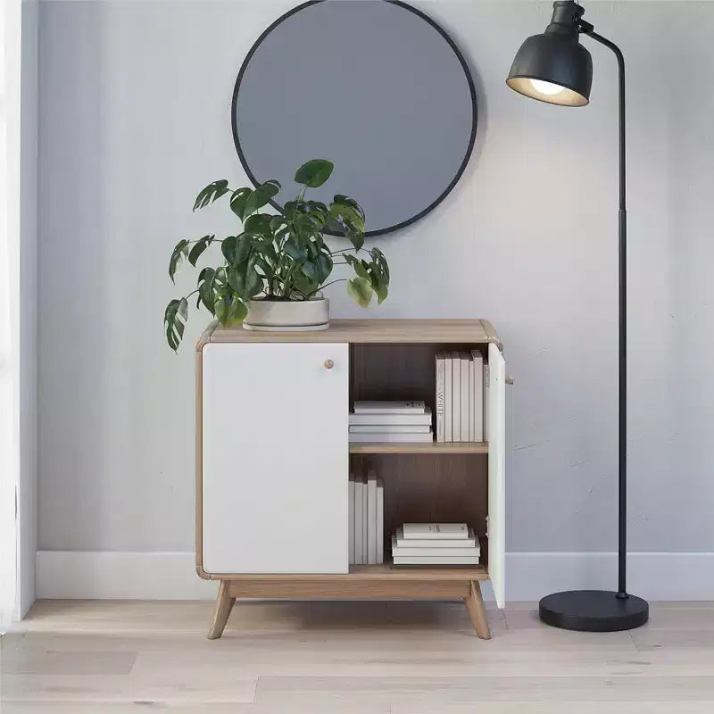 Meuble d'appoint de style scandinave, Buffet de rangement 2 portes avec étagères