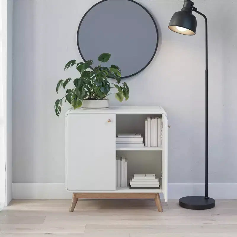 Meuble d'appoint de style scandinave, Buffet de rangement 2 portes avec étagères