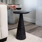 Table d'appoint ronde en bois rustique 12x20, noir vieilli