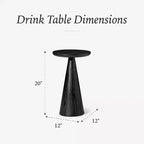 Table d'appoint ronde en bois rustique 12x20, noir vieilli