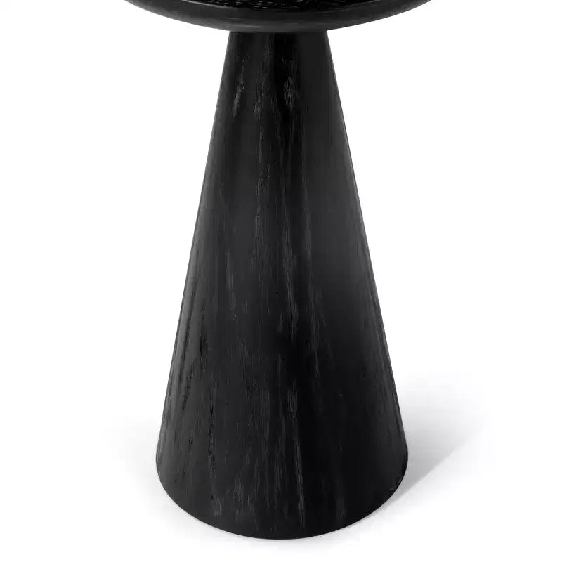 Table d'appoint ronde en bois rustique 12x20, noir vieilli