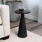 Table d'appoint ronde en bois rustique 12x20, noir vieilli