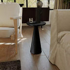Table d'appoint ronde en bois rustique 12x20, noir vieilli