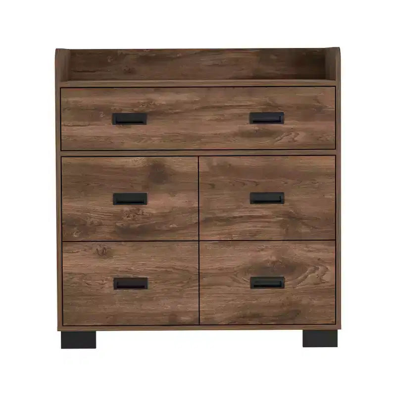 Commode à 4 tiroirs avec un tiroir double, commode moderne avec grand espace de rangement et rails métalliques, plateau supérieur
