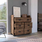 Commode à 4 tiroirs avec un tiroir double, commode moderne avec grand espace de rangement et rails métalliques, plateau supérieur