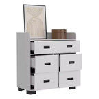 Commode à 4 tiroirs avec un tiroir double, commode moderne avec grand espace de rangement et rails métalliques, plateau supérieur