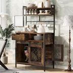Meuble cage pour chien avec étagères de rangement, étagère de cuisine adaptée aux animaux avec cage pour animaux, meuble de bar à café cage pour chien pour entrée de salon