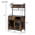 Meuble cage pour chien avec étagères de rangement, étagère de cuisine adaptée aux animaux avec cage pour animaux, meuble de bar à café cage pour chien pour entrée de salon
