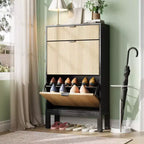 Meuble de rangement pour chaussures avec 2/3/4 tiroirs basculants, Organiseur de chaussures cannelé style Ferme, Étagère à chaussures étroite autoportante pour entrée