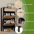 Meuble de rangement pour chaussures avec 2/3/4 tiroirs basculants, Organiseur de chaussures cannelé style Ferme, Étagère à chaussures étroite autoportante pour entrée