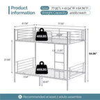 Lit superposé double blanc pour enfants/adultes avec escalier et barreaux plats