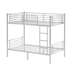 Lit superposé double blanc pour enfants/adultes avec escalier et barreaux plats