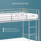 Lit superposé double blanc pour enfants/adultes avec escalier et barreaux plats