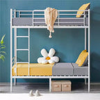 Lit superposé double blanc pour enfants/adultes avec escalier et barreaux plats