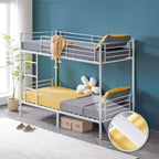 Lit superposé double blanc pour enfants/adultes avec escalier et barreaux plats