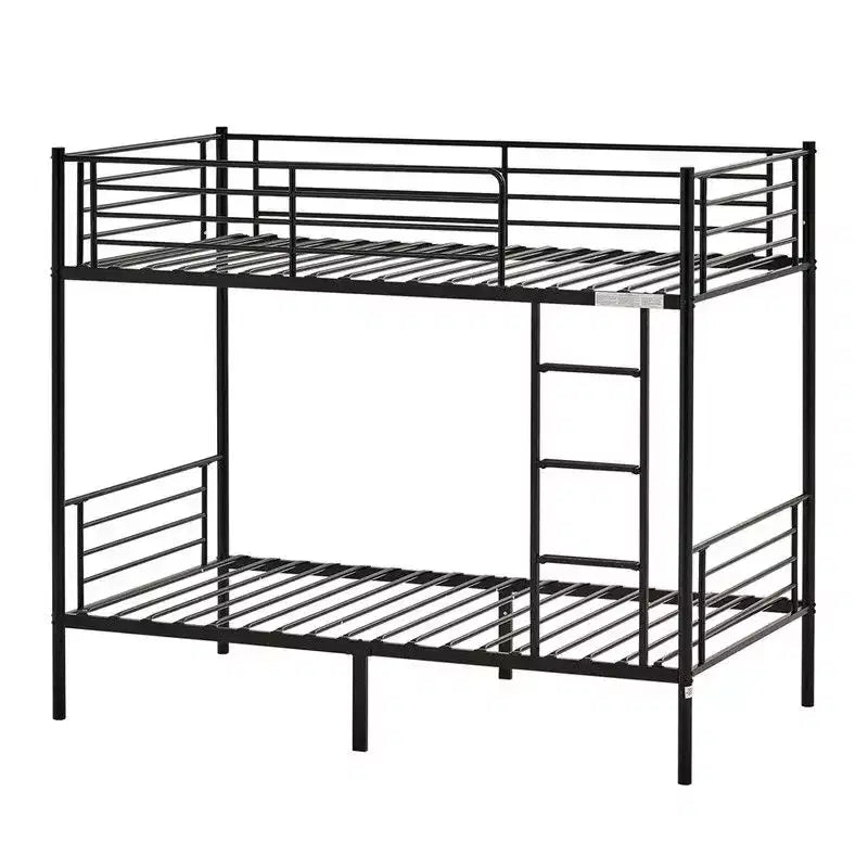 Lit superposé double blanc pour enfants/adultes avec escalier et barreaux plats