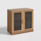 Meuble d'appoint en bois 31x62x16, organisateur de rangement avec étagères réglables et portes vitrées pour cuisine, chambre, entrée, salon, salle à manger