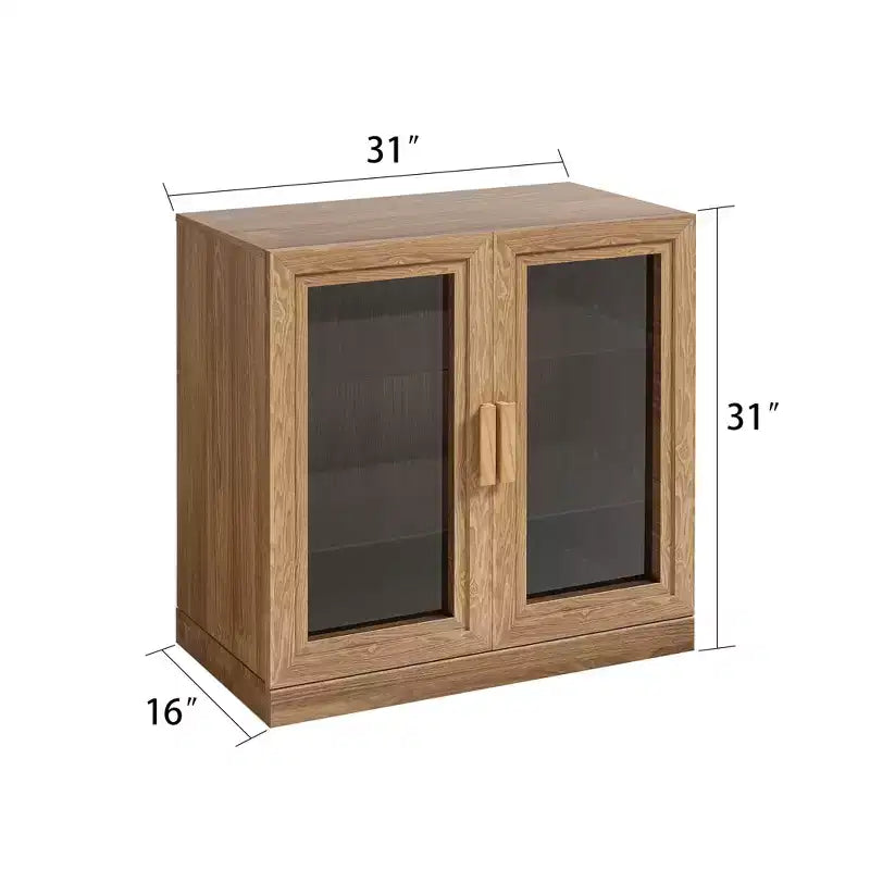 Meuble d'appoint en bois 31x62x16, organisateur de rangement avec étagères réglables et portes vitrées pour cuisine, chambre, entrée, salon, salle à manger